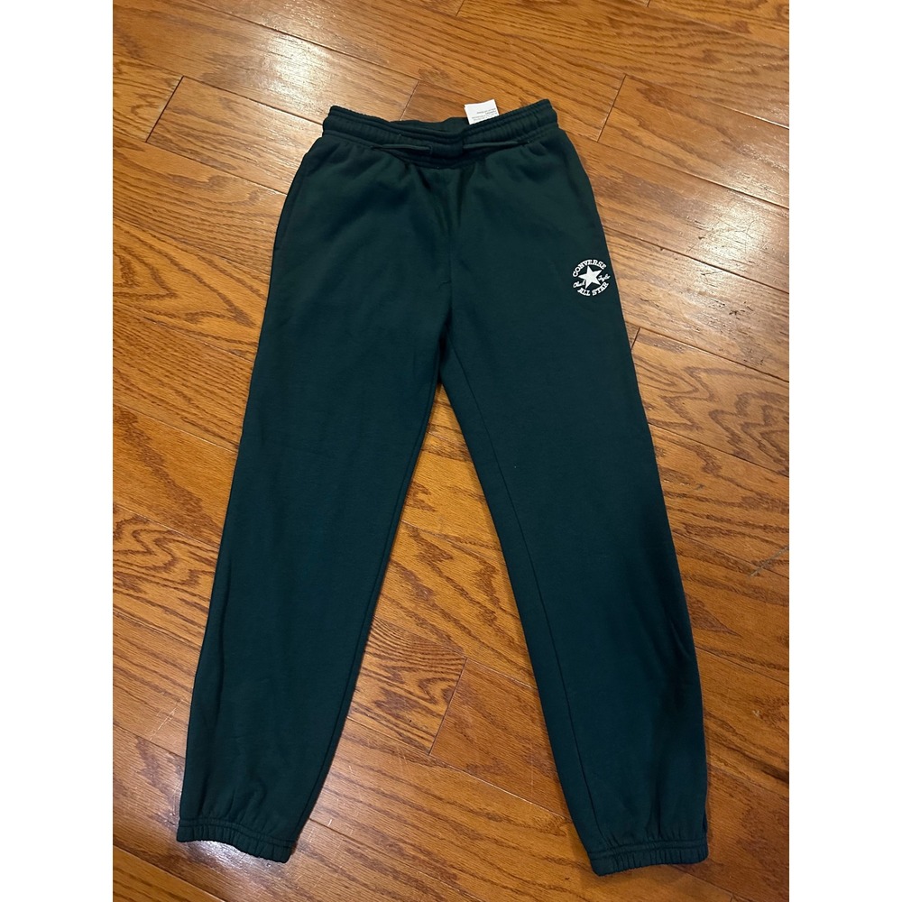 Converse All Star Chuck Taylor Kids Green Fleece Jogger Sweatpants Size M 10-12